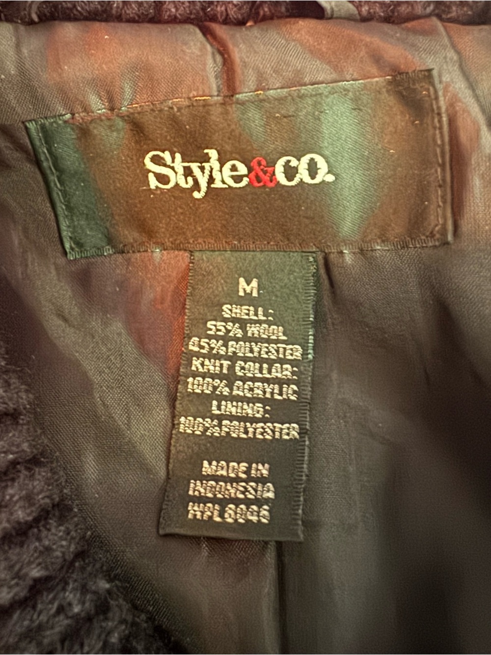 Style & Co. Double-Breasted Plaid Pea Coat in Navy and Black wool blend medium - Picture 6 of 6